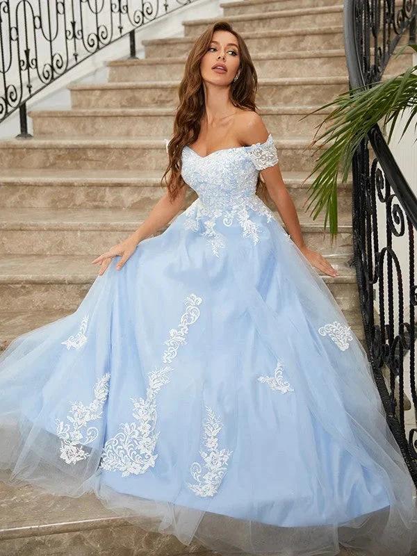 Tulle Applique Off-the-Shoulder Prom Dresses SYP165 - Image 3