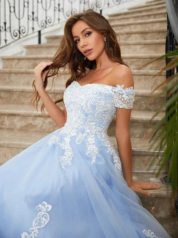 Tulle Applique Off-the-Shoulder Prom Dresses SYP165 - Image 4