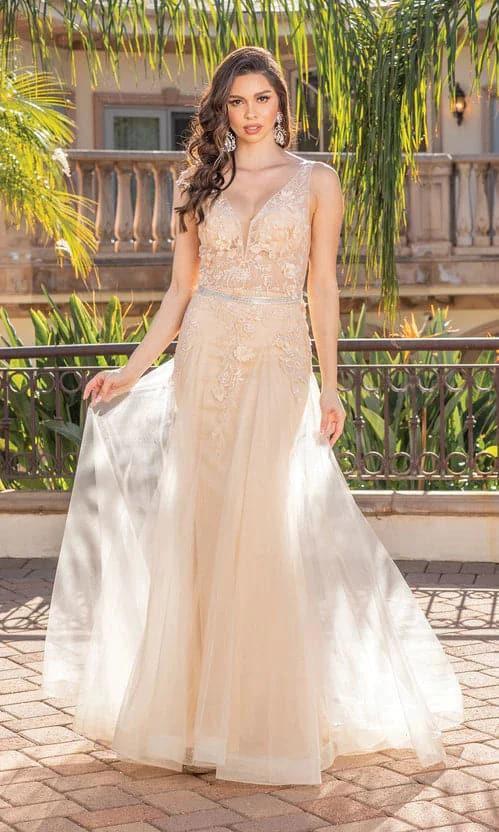 V Neck Prom Ball Gown with Sheer Bodice SYP71 - Image 3