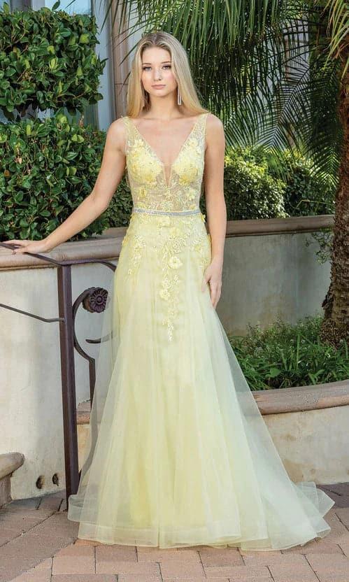 V Neck Prom Ball Gown with Sheer Bodice SYP71 - Image 5