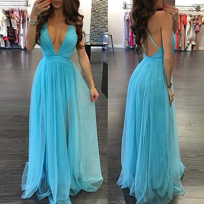 V Neck Sexy Backless Spaghetti Strap Slutty Prom Dresses SYP169 - Image 7