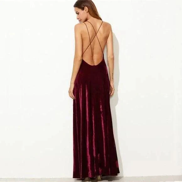 Velvet Formal Evening Party Dress SYP9 - Image 2