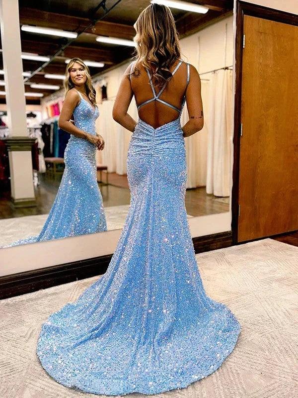 Velvet Sequins Ruched Prom Dresses SYP139 - Image 2