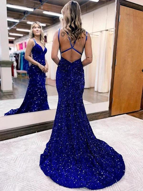 Velvet Sequins Ruched Prom Dresses SYP139 - Image 3