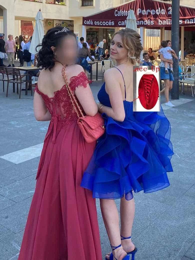 Puffy Ruffle Short Homecoming Dress Tull Tutu Prom Dress V Neck Formal Party Gown - Image 2