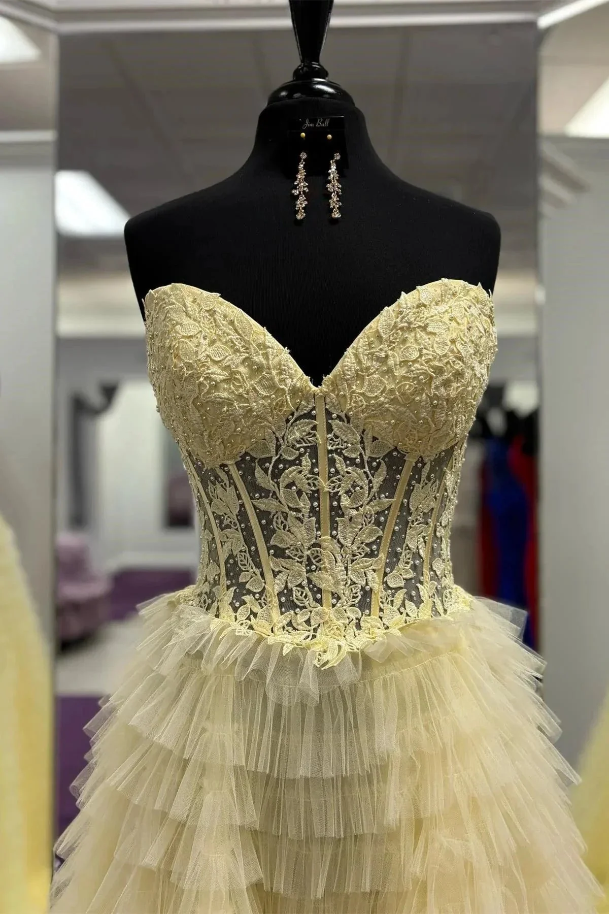 Sunnderly Addilyn |A-line Strapless Multi-Layers Tulle Prom Dress with Slit - Image 2