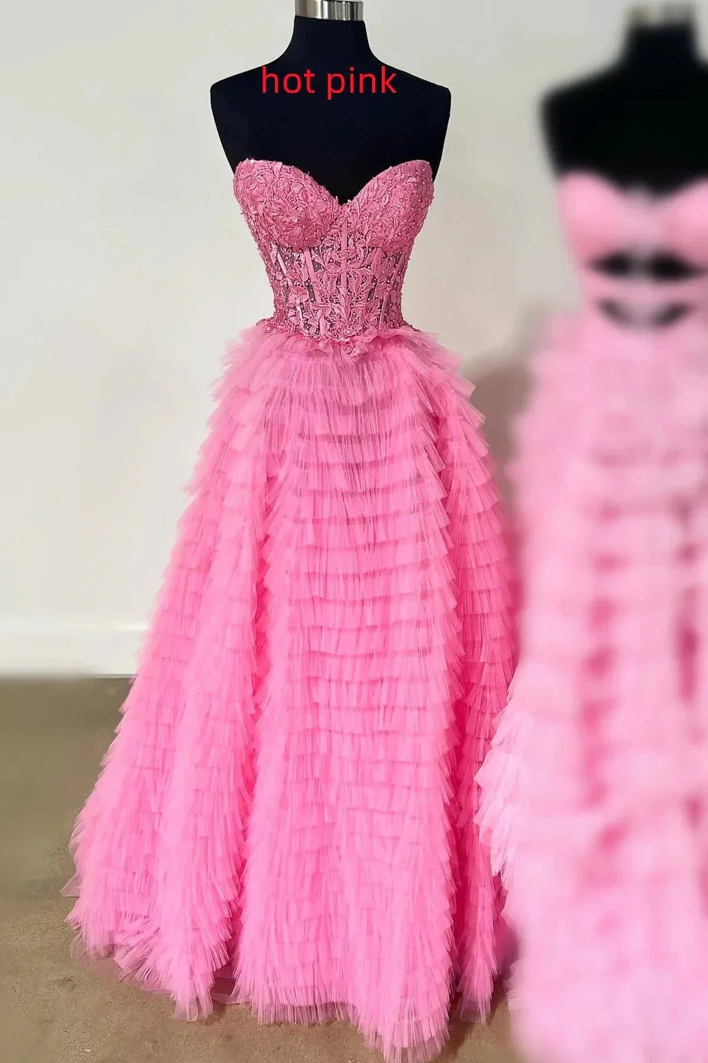 Sunnderly Addilyn |A-line Strapless Multi-Layers Tulle Prom Dress with Slit - Image 4