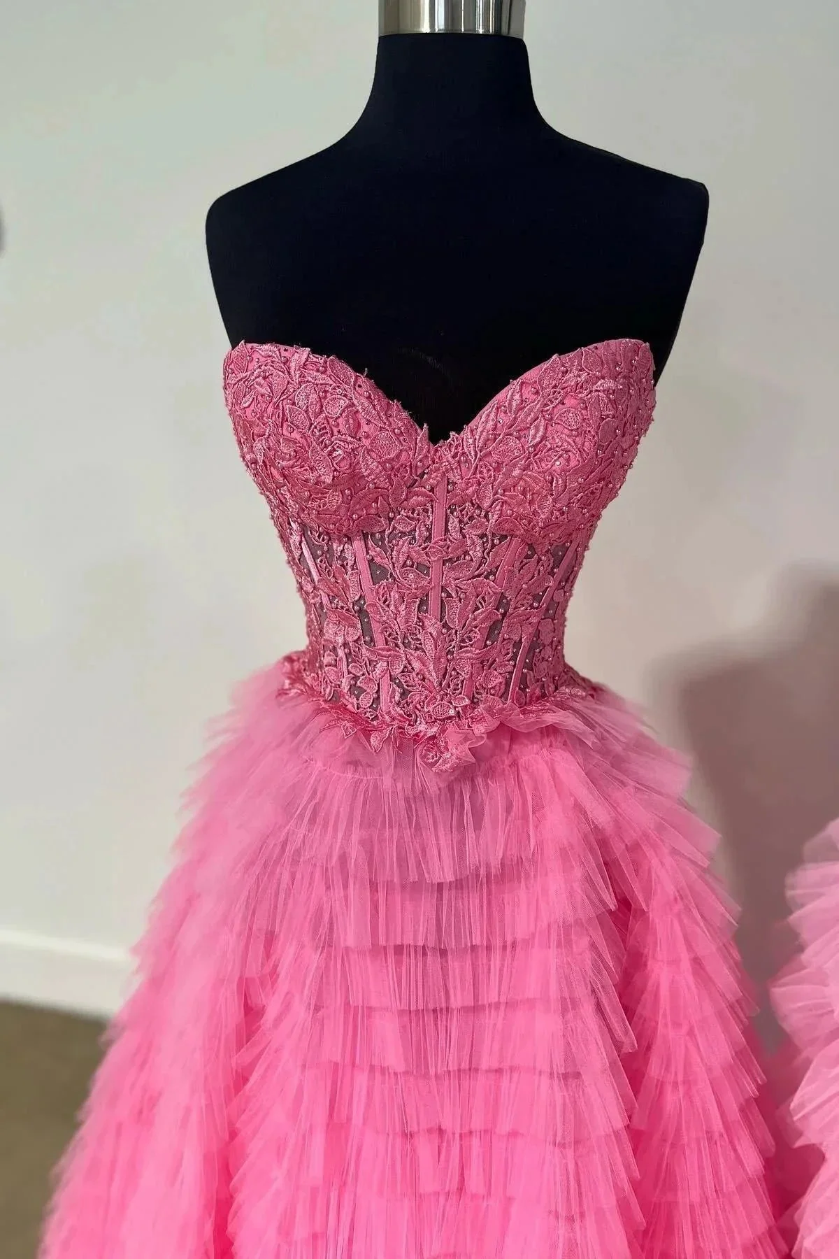 Sunnderly Addilyn |A-line Strapless Multi-Layers Tulle Prom Dress with Slit - Image 5