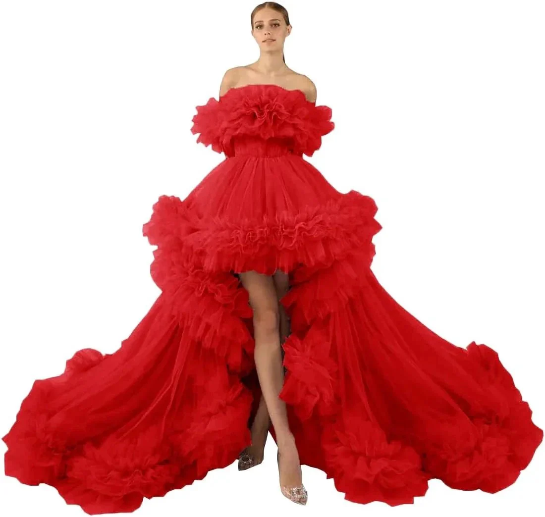Ruffles Tulle Robe for Maternity Photoshoot Sheer Off Shoulder Maternity Robe Pregnant Baby Shower Prom Gown - Image 2