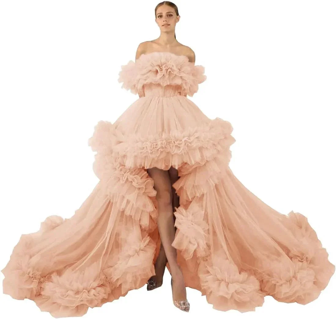 Ruffles Tulle Robe for Maternity Photoshoot Sheer Off Shoulder Maternity Robe Pregnant Baby Shower Prom Gown - Image 8