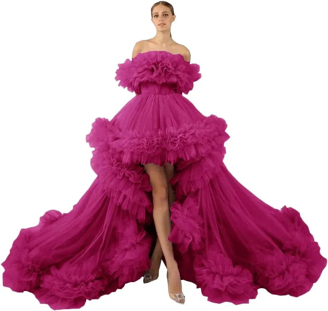 Ruffles Tulle Robe for Maternity Photoshoot Sheer Off Shoulder Maternity Robe Pregnant Baby Shower Prom Gown - Image 9