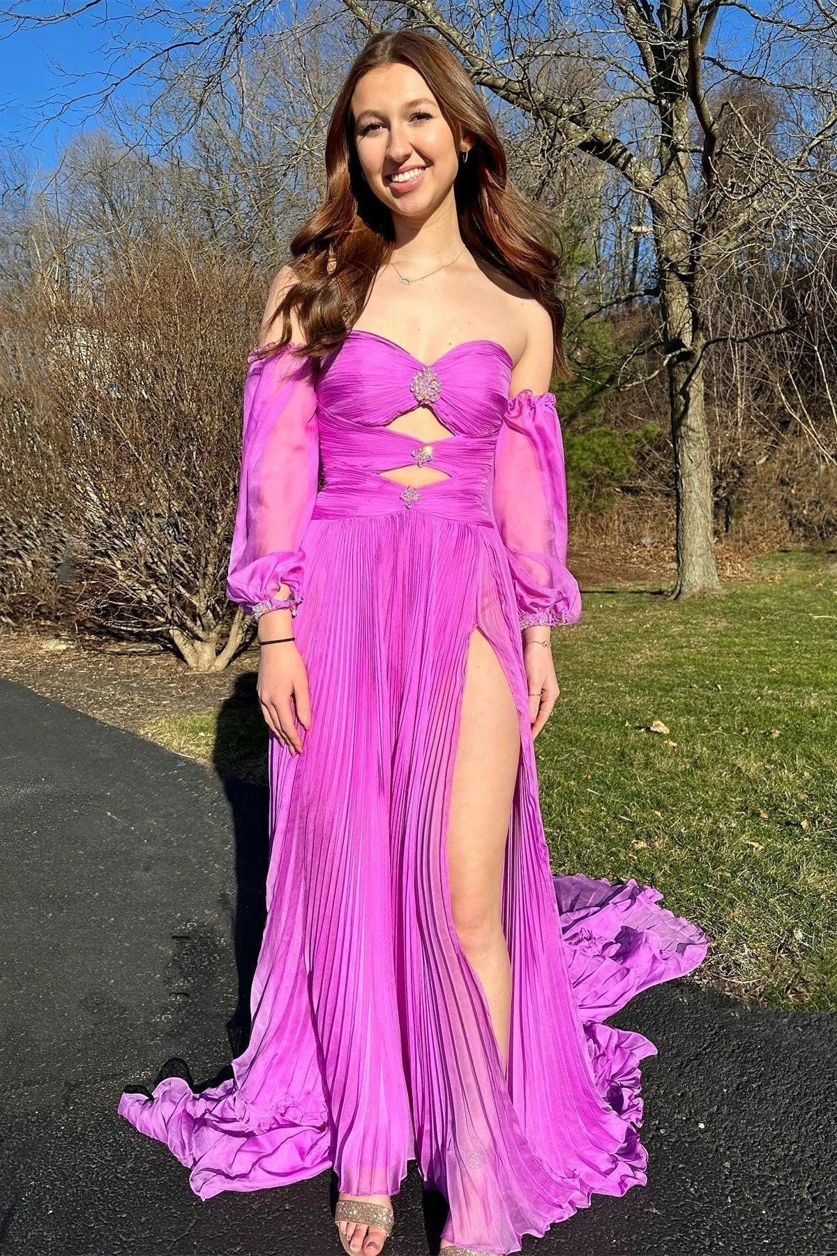 Ana | Hunter Green Rhinestones Strapless A-Line Prom Dress with Sleeves - Image 5