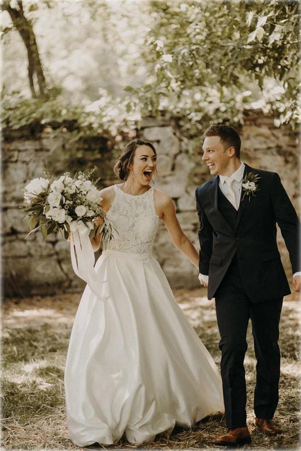 Illusion And Lace Halter Neck A-line Wedding Dress With Sweep Train WD540 - Image 4