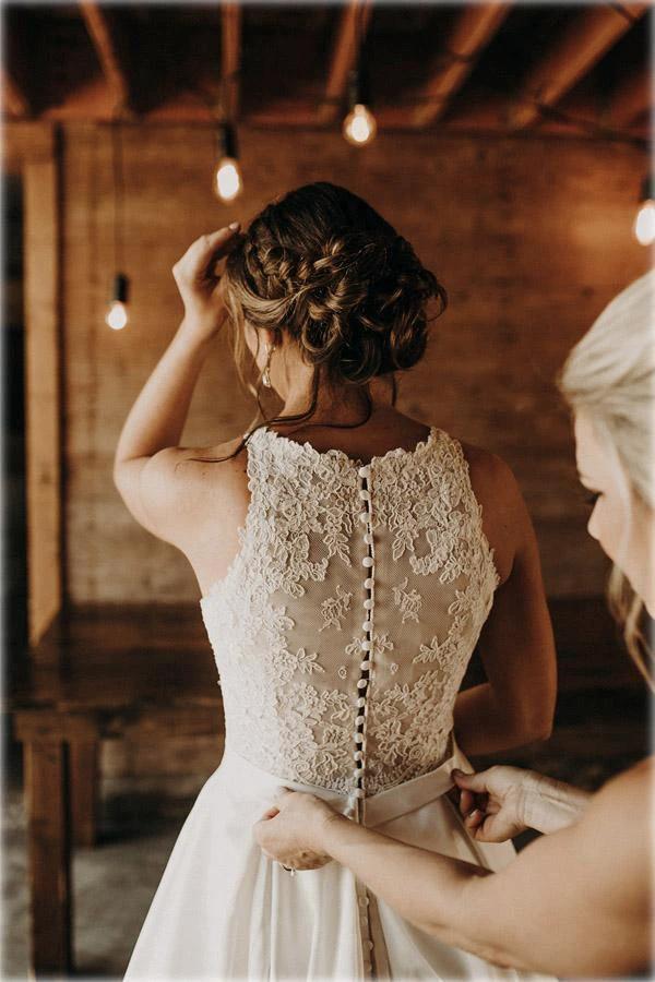 Illusion And Lace Halter Neck A-line Wedding Dress With Sweep Train WD540 - Image 6