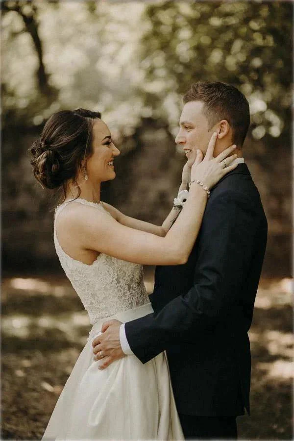 Illusion And Lace Halter Neck A-line Wedding Dress With Sweep Train WD540 - Image 7