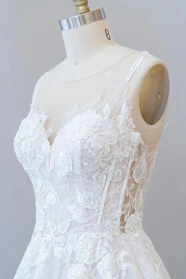 Illusion Appliques Tulle A-line Wedding Dress - Image 7