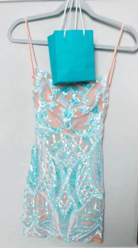 Illusion Sequins Short Homecoming Dress Sexy Party Dress Y1418 - Image 2