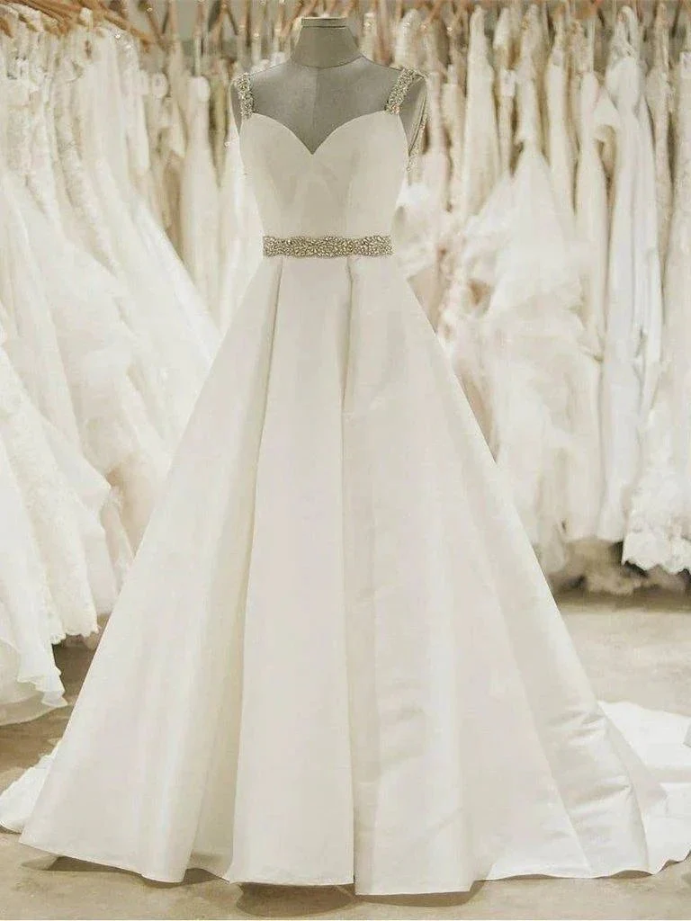Ivory Ball Gown Wedding Dresses Spaghetti Strap Beaded Bridal Dress  WD339 - Image 2