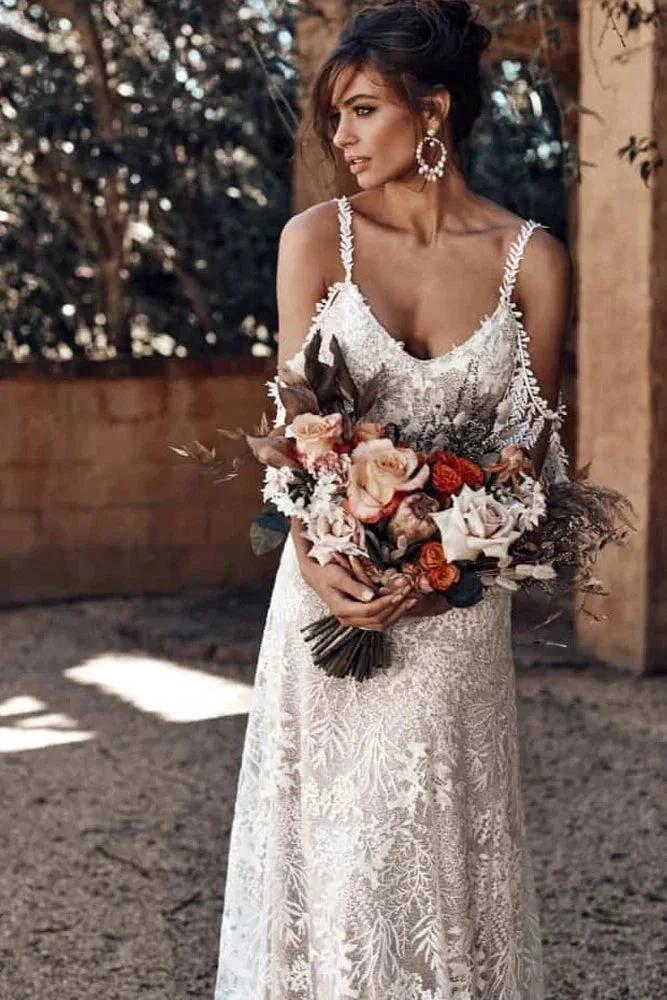 Ivory Bohemian Scoop Neckline Backless Beach Wedding Dress WD676 - Image 2