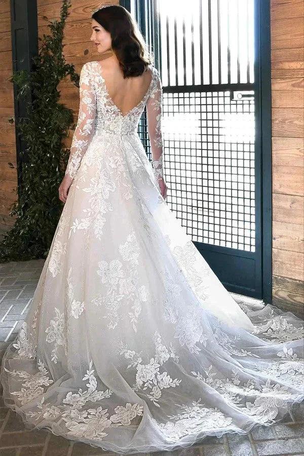 Ivory Lace Rustic Wedding Dresses Boho Wedding Dresses WD716 - Image 2