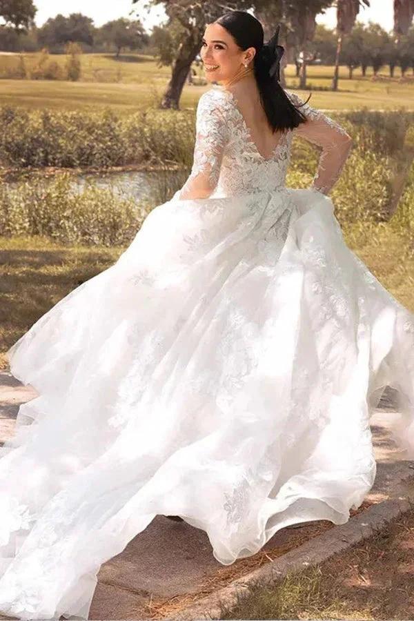 Ivory Lace Rustic Wedding Dresses Boho Wedding Dresses WD716 - Image 3