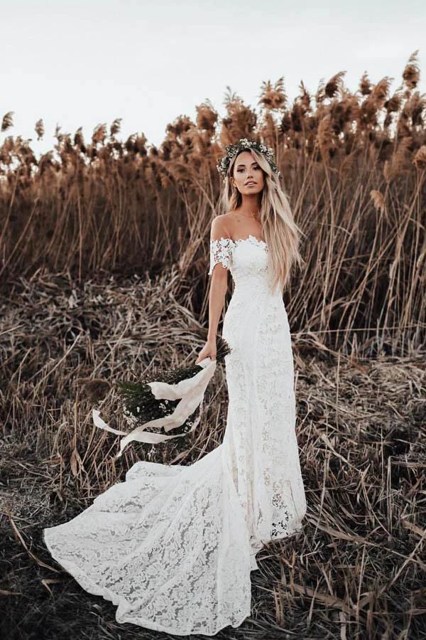 Ivory Mermaid Lace Wedding Dresses Neckline Beach Wedding Dress  WD288 - Image 2