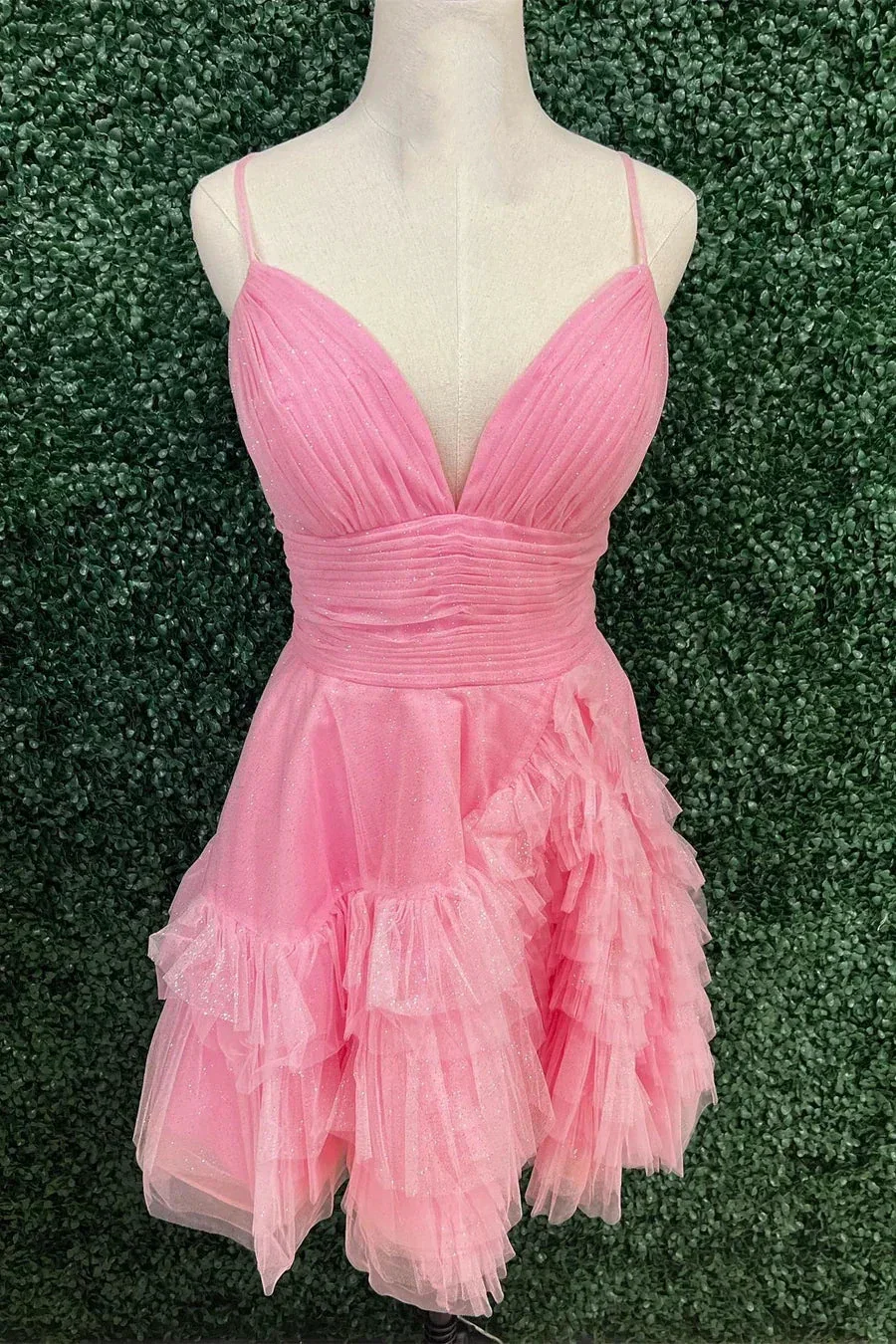 Ivory Straps A-line Short Ruffles Homecoming Dress Y2778 - Image 3