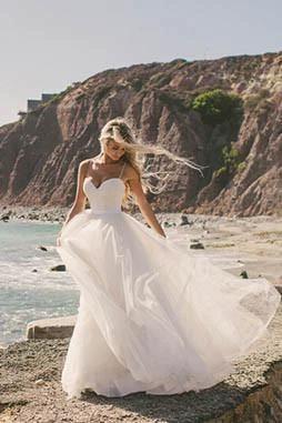 Ivory Tulle Destination Sweetheart Spaghetti Strap  Wedding Dress WD082 - Image 5