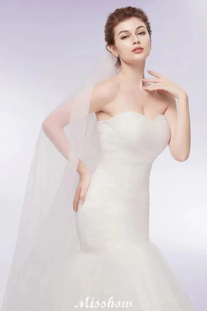 Ivory Tulle Sweetheart Mermaid Strapless Wedding Dresses with Lace-up - Image 5
