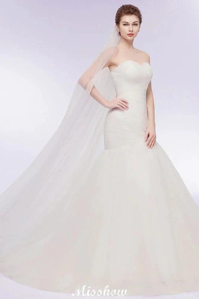 Ivory Tulle Sweetheart Mermaid Strapless Wedding Dresses with Lace-up - Image 8