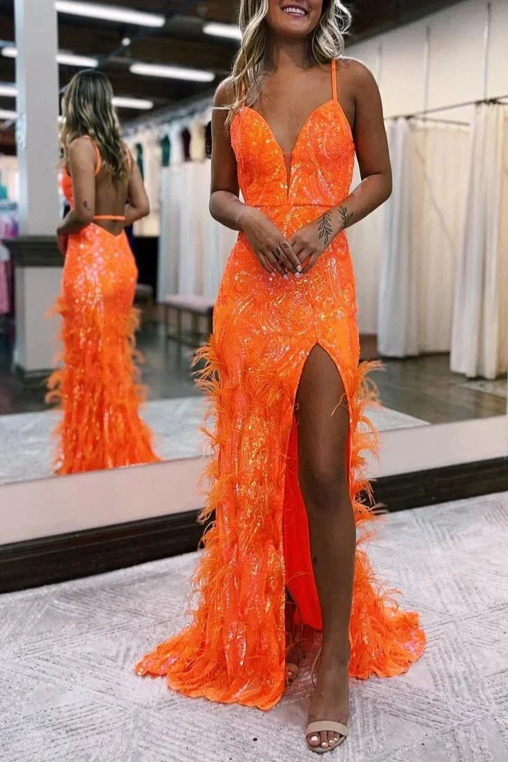 Sonia | Jade Sequin Lace V Neck Mermaid Prom Dresses with Slit - Image 4