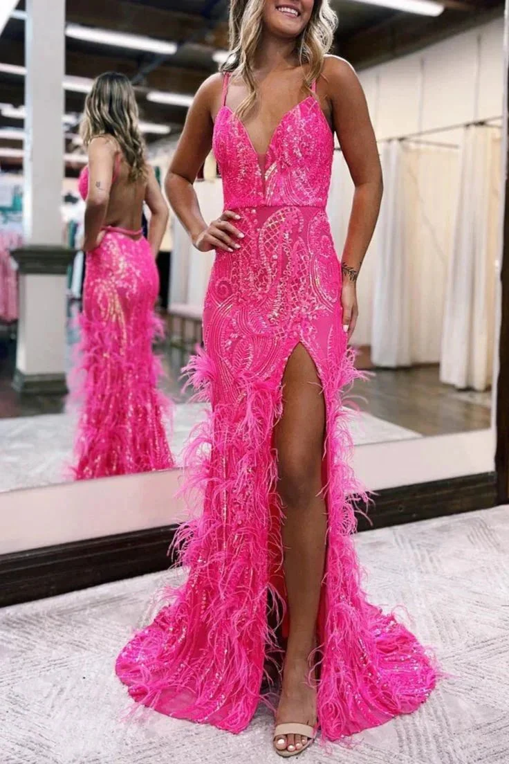 Sonia | Jade Sequin Lace V Neck Mermaid Prom Dresses with Slit - Image 6