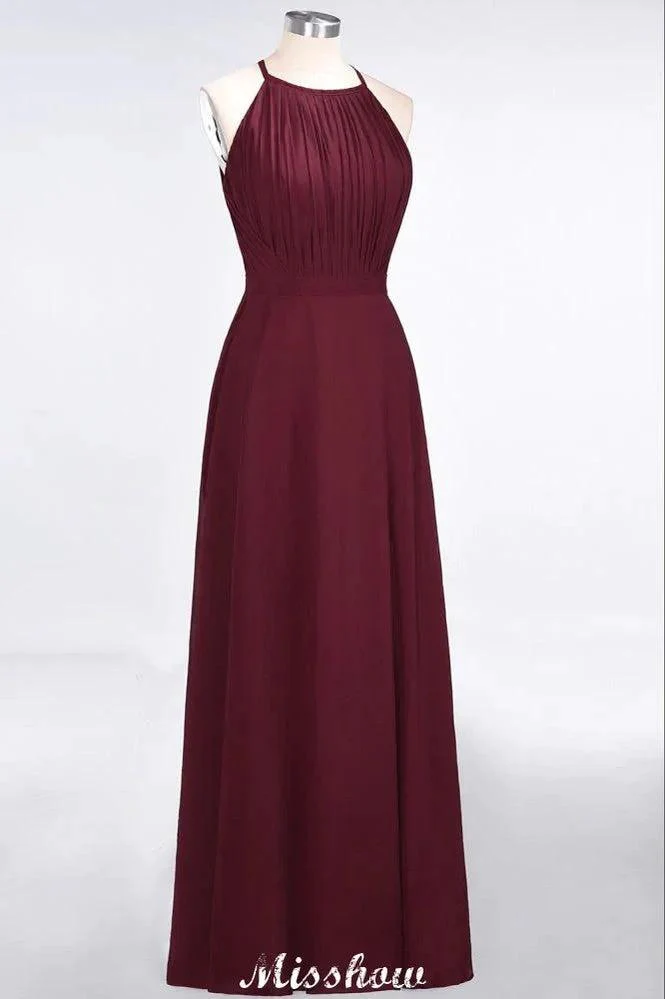 Jewel Sleeveless Floor-Length Bridesmaid Dress Ruffles Spaghetti aline Maid of Honor Dress - Image 3