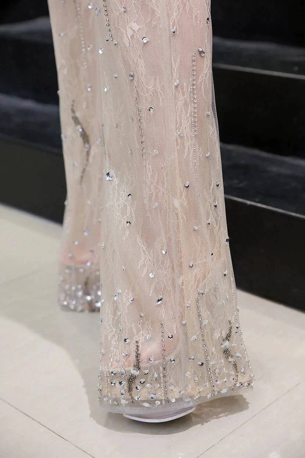 Jewel Sleeveless Tulle Evening Jumpsuit with Sequins - Image 10