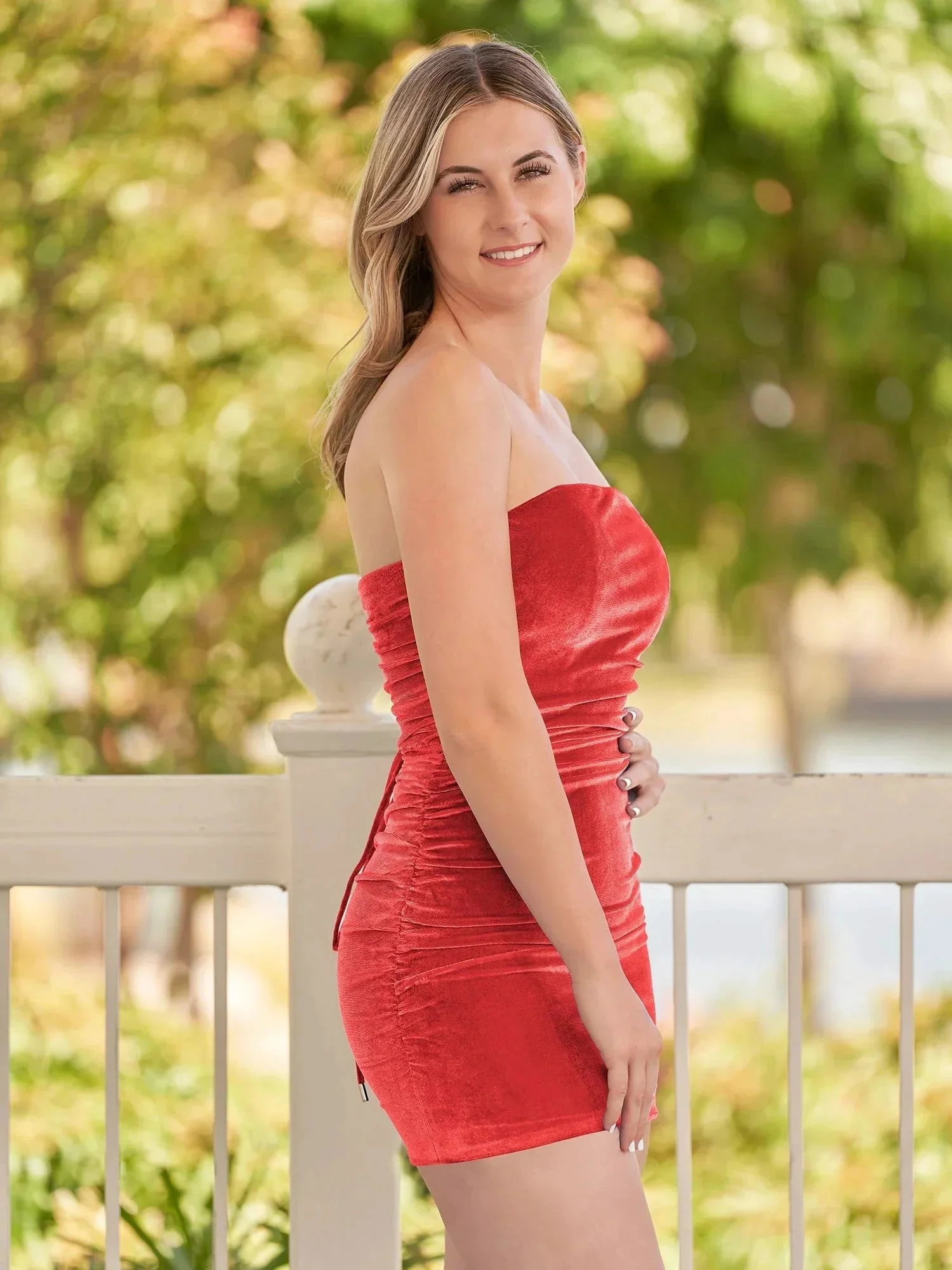 Bodycon Strapless Royal Blue Velvet Homecoming Dresses - Image 13