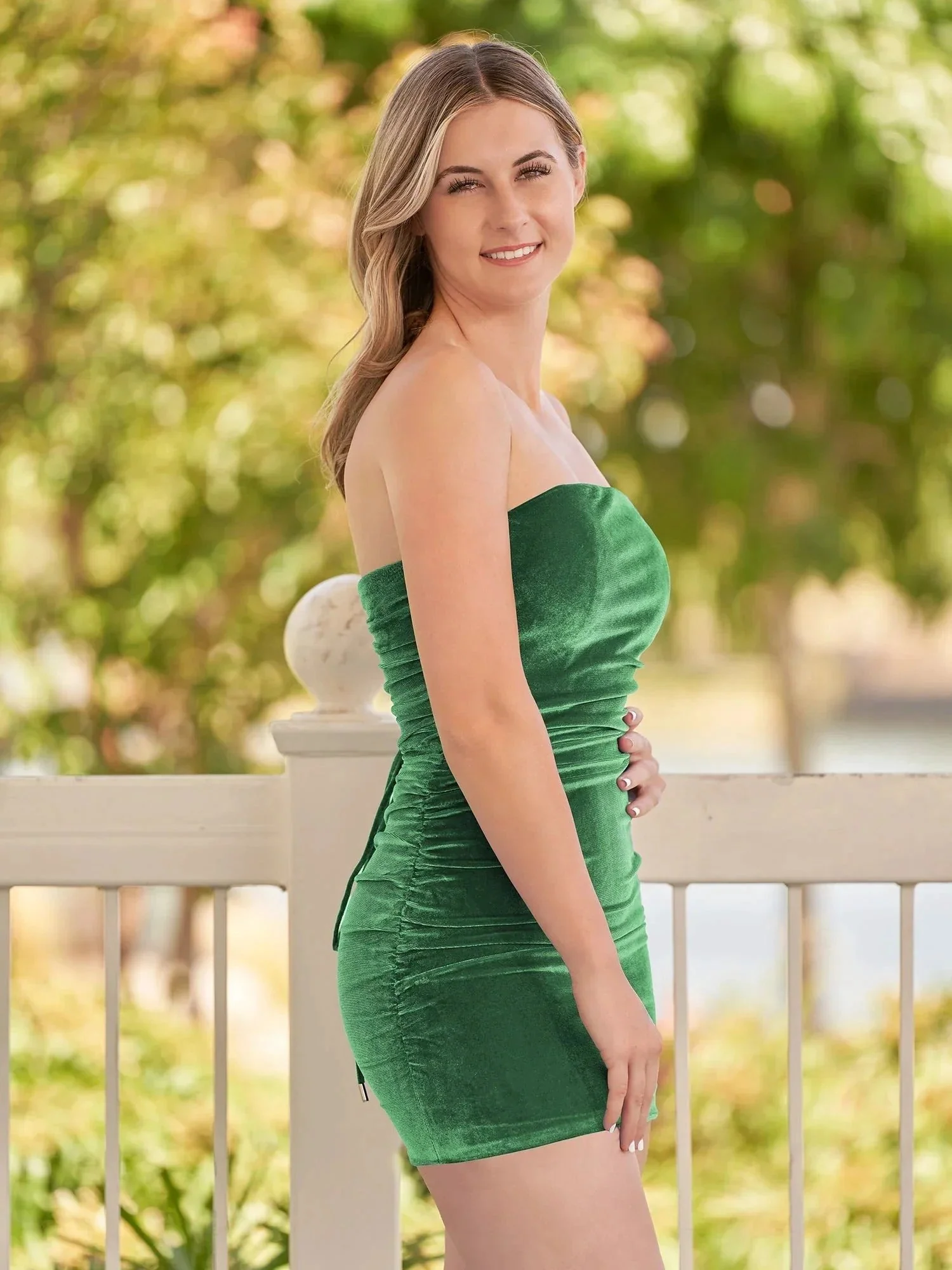Bodycon Strapless Royal Blue Velvet Homecoming Dresses - Image 15