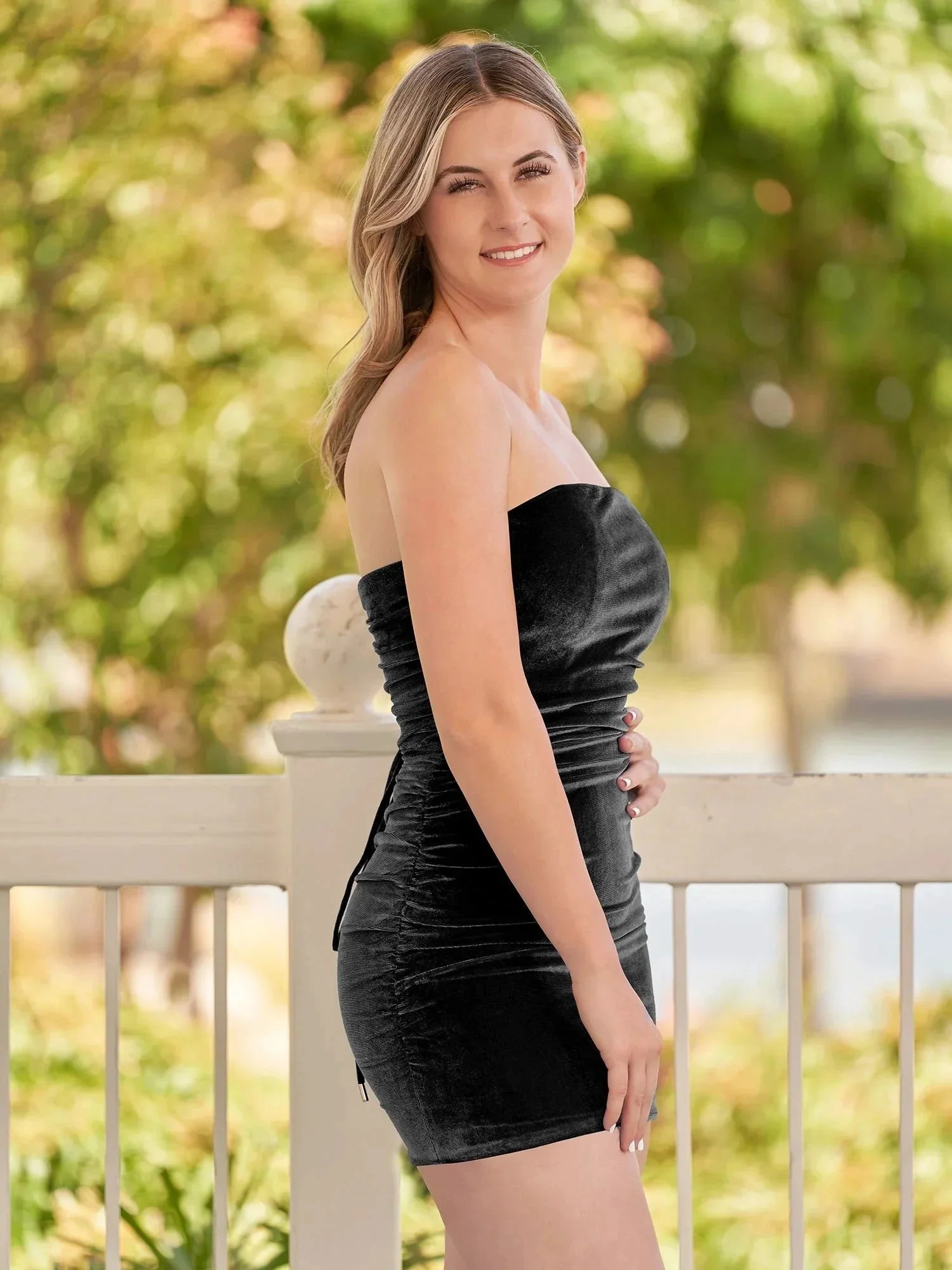 Bodycon Strapless Royal Blue Velvet Homecoming Dresses - Image 7