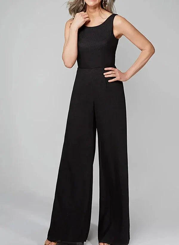 Jumpsuits Scoop Half Sleeves Chiffon Mother Of The Bride Pantsuits - Image 3