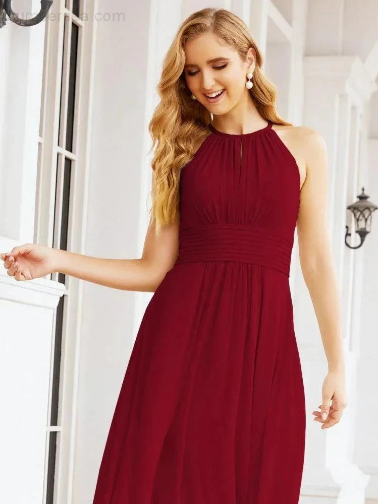 Numbersea Keyhole Bridesmaid Dresses Sleeveless Formal Evening Party Prom Gowns 28043 - Image 123