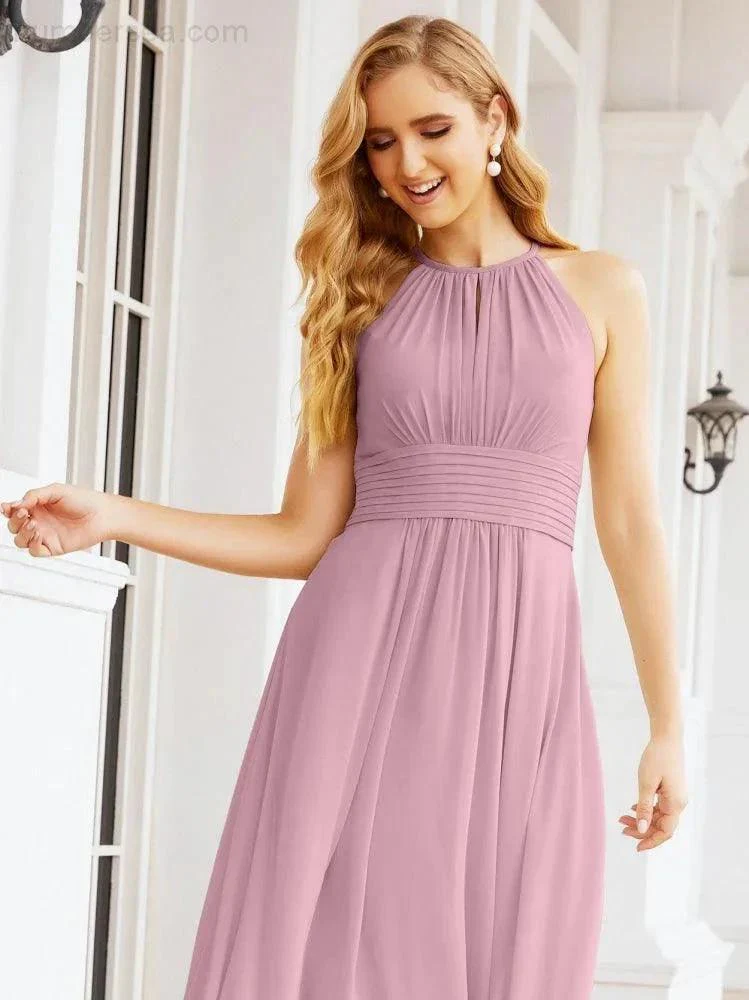 Numbersea Keyhole Bridesmaid Dresses Sleeveless Formal Evening Party Prom Gowns 28043 - Image 3
