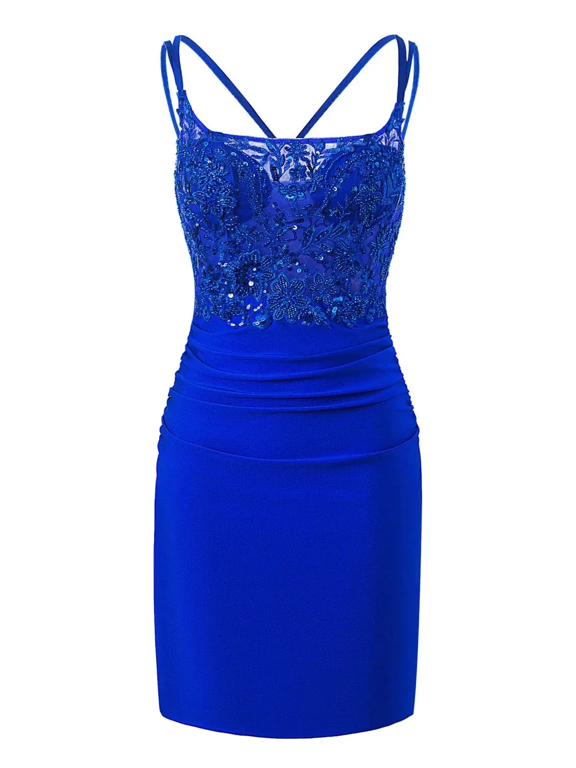 Royal Blue Sheath Short Spaghetti Strap Jersey Homecoming Dress - Image 5