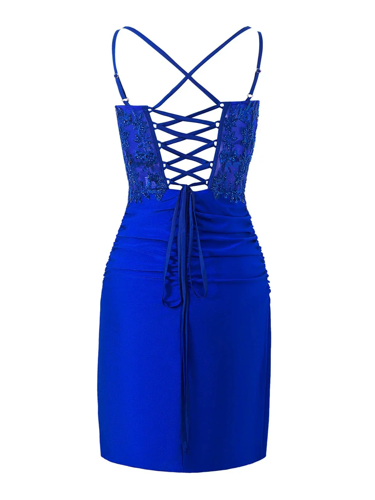 Royal Blue Sheath Short Spaghetti Strap Jersey Homecoming Dress - Image 7