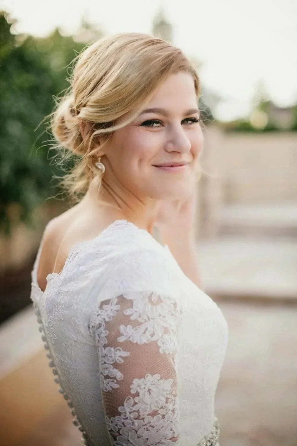 Lace A-Line Beading Ivory Half Sleeve Wedding Dress WD145 - Image 4
