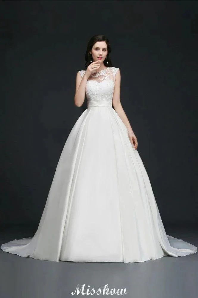 Lace A-line Jewel Delicate Wedding Dress - Image 4