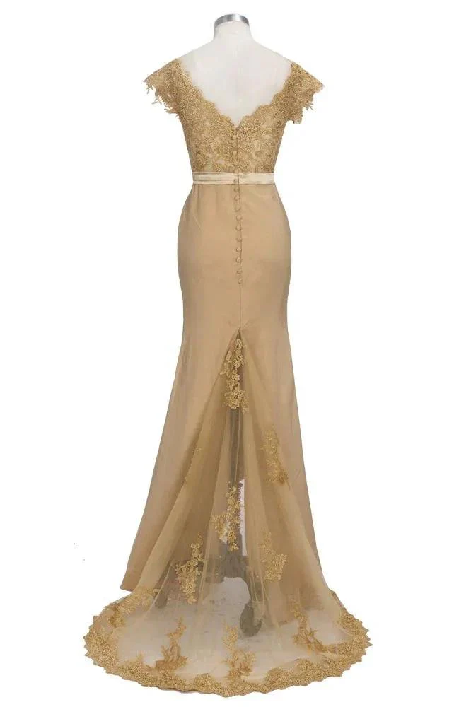 Lace Appliques Mermaid Off-shoulder Sweetheart Sheer Prom Dresses - Image 2