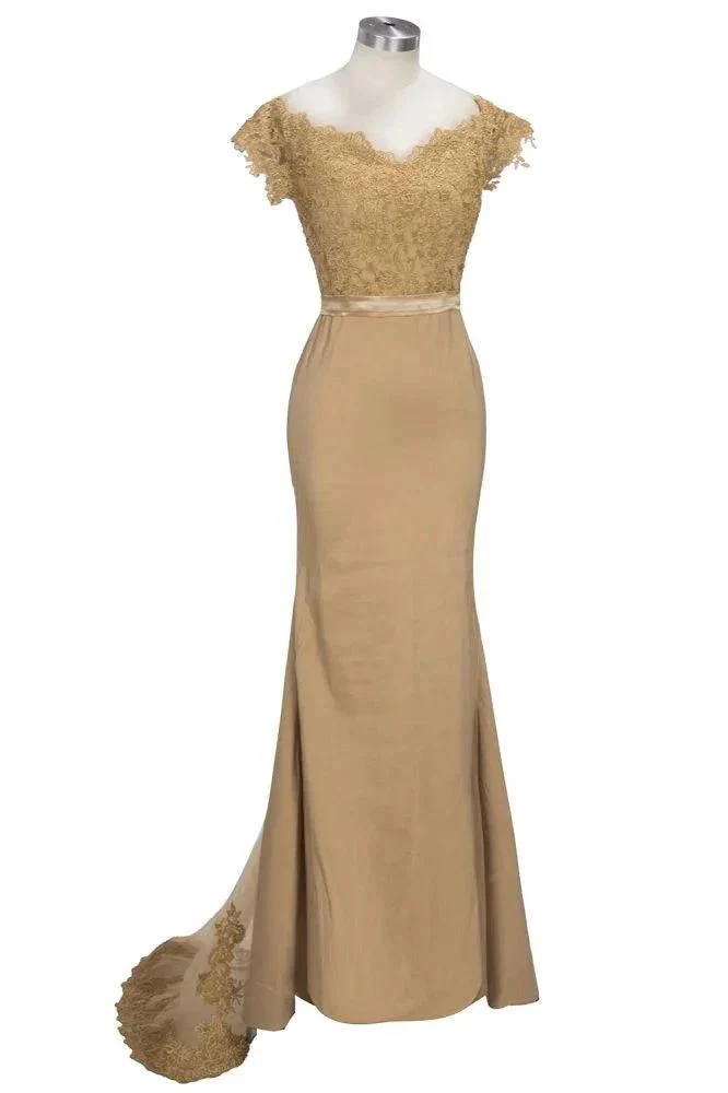 Lace Appliques Mermaid Off-shoulder Sweetheart Sheer Prom Dresses - Image 6