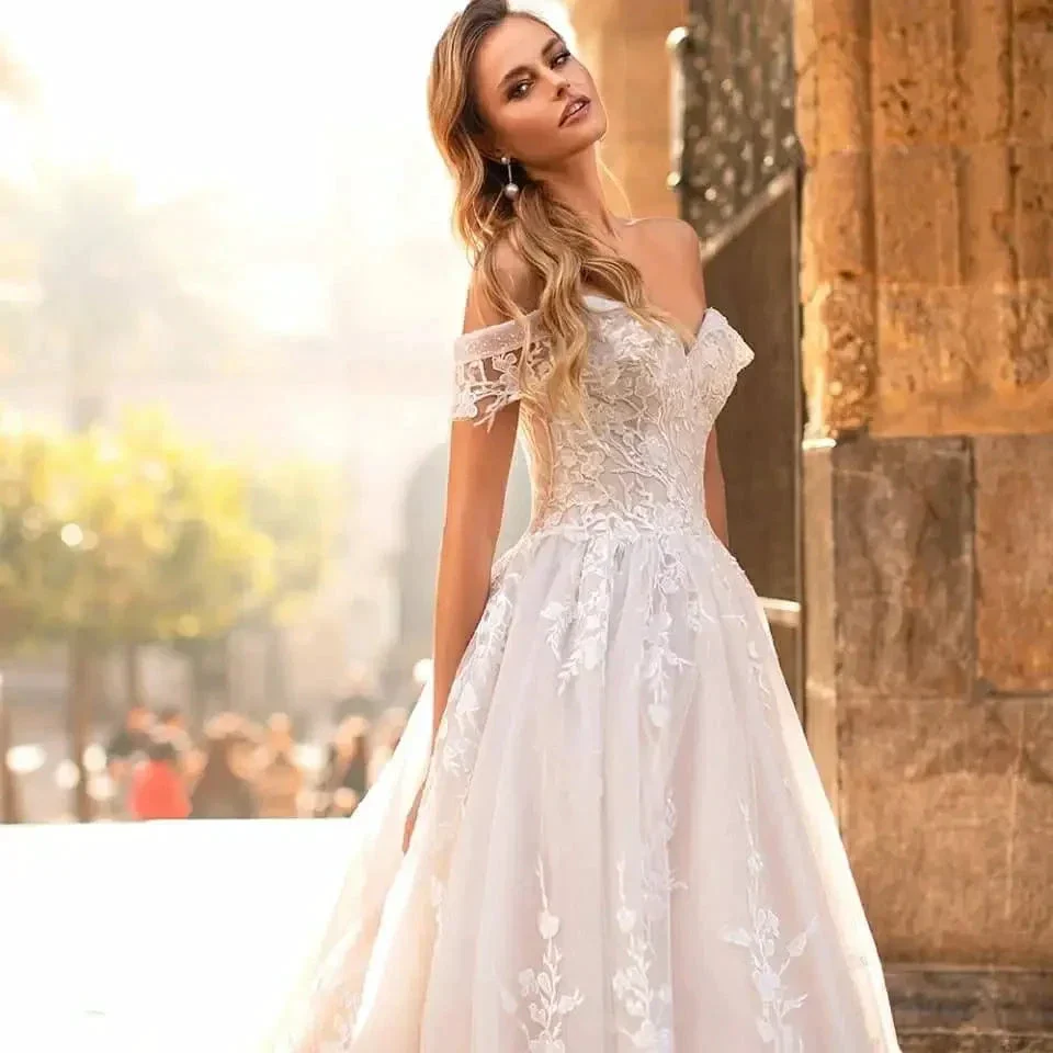 Lace Appliques Princess Wedding Dress Vestido De Noiva V-Neck Vestidos De Novia - Image 2