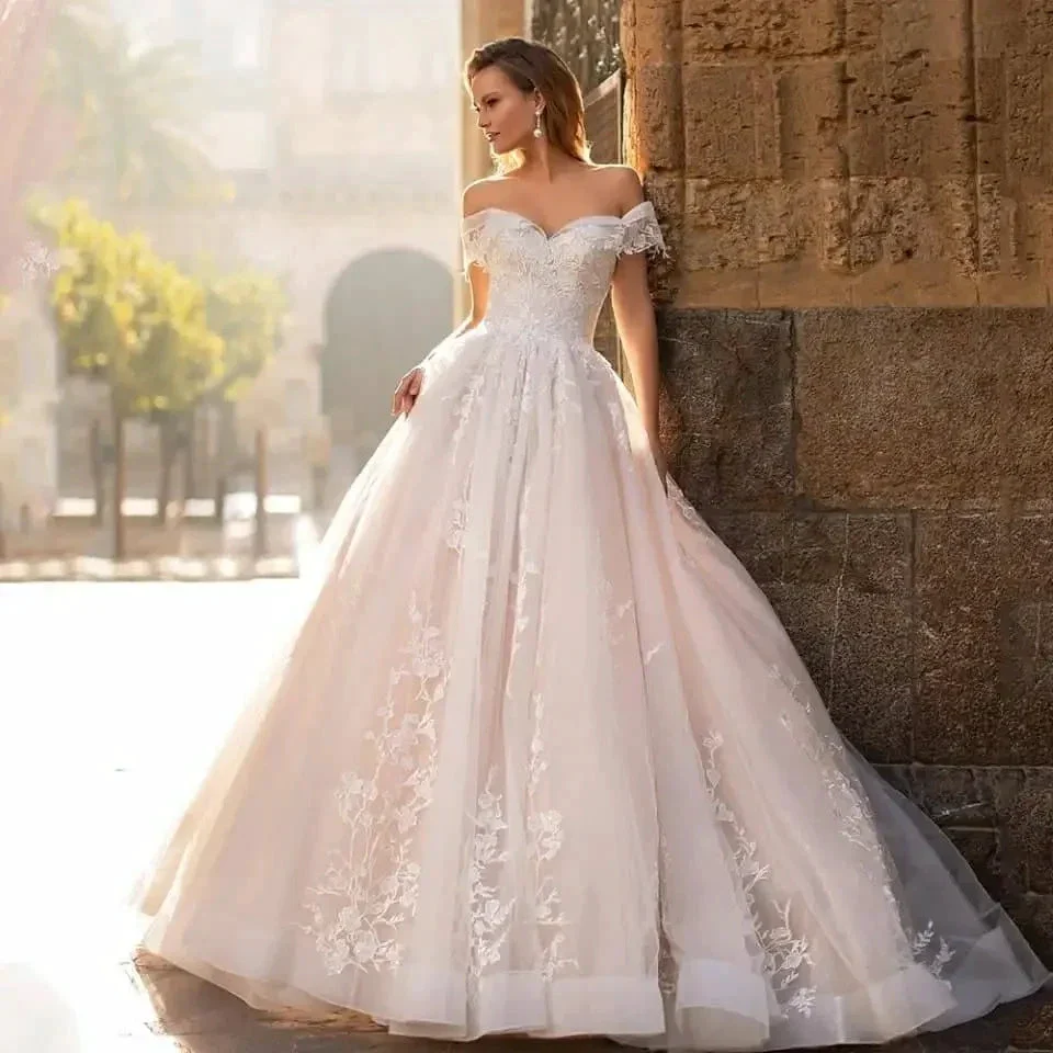 Lace Appliques Princess Wedding Dress Vestido De Noiva V-Neck Vestidos De Novia - Image 3