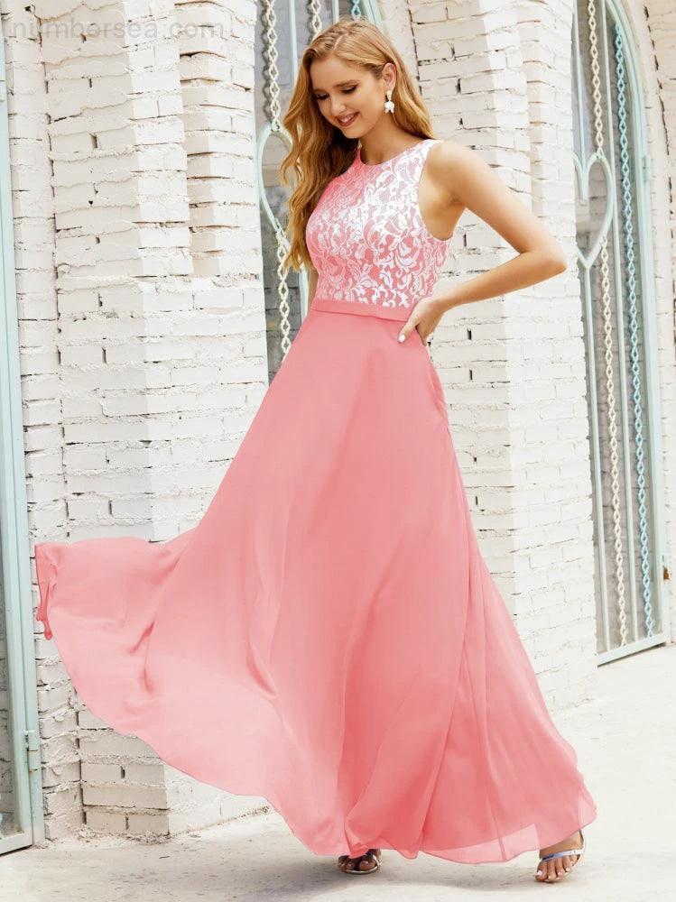 Lace Bridesmaid Dress Floor Length Evening Gowns with Pockets 28017 - Image 120