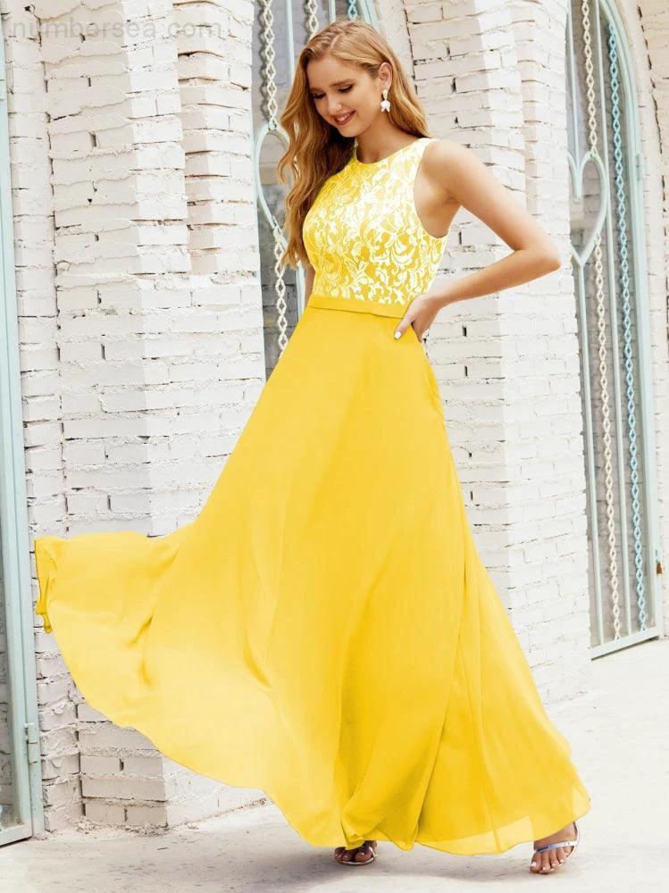 Lace Bridesmaid Dress Floor Length Evening Gowns with Pockets 28017 - Image 132